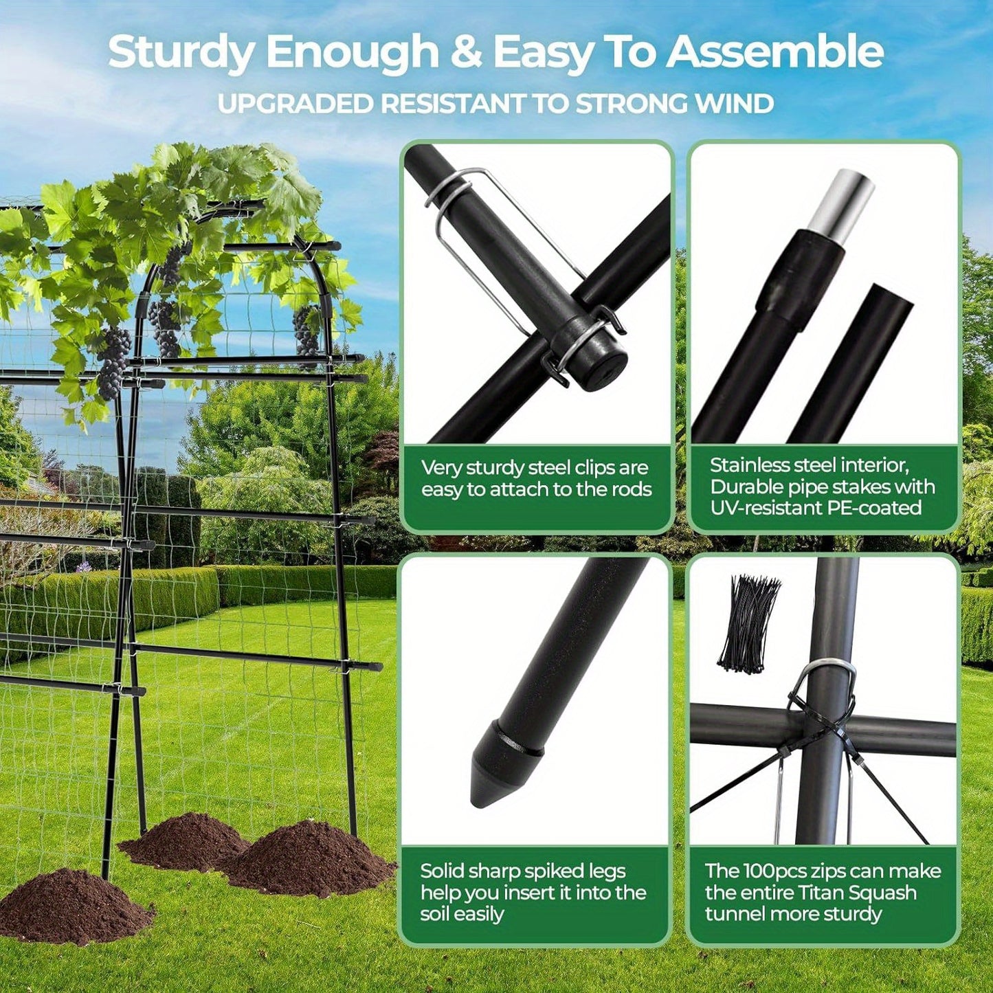 Garden Arch Trellis for Climbing Plants Outdoor, 82.67" Extra Tall