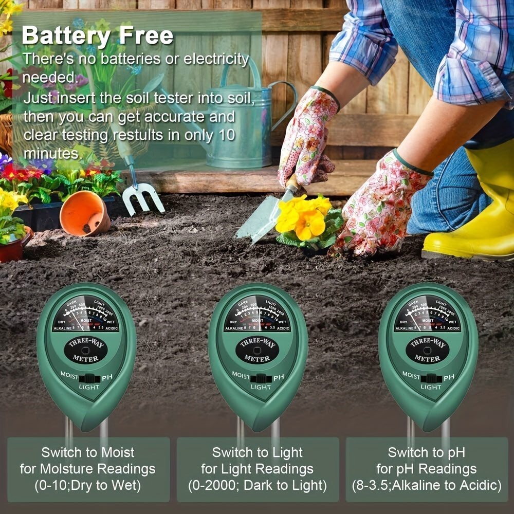 10 pack, Soil Tester, 3-in-1 Plant Moisture Meter Light And PH Tester