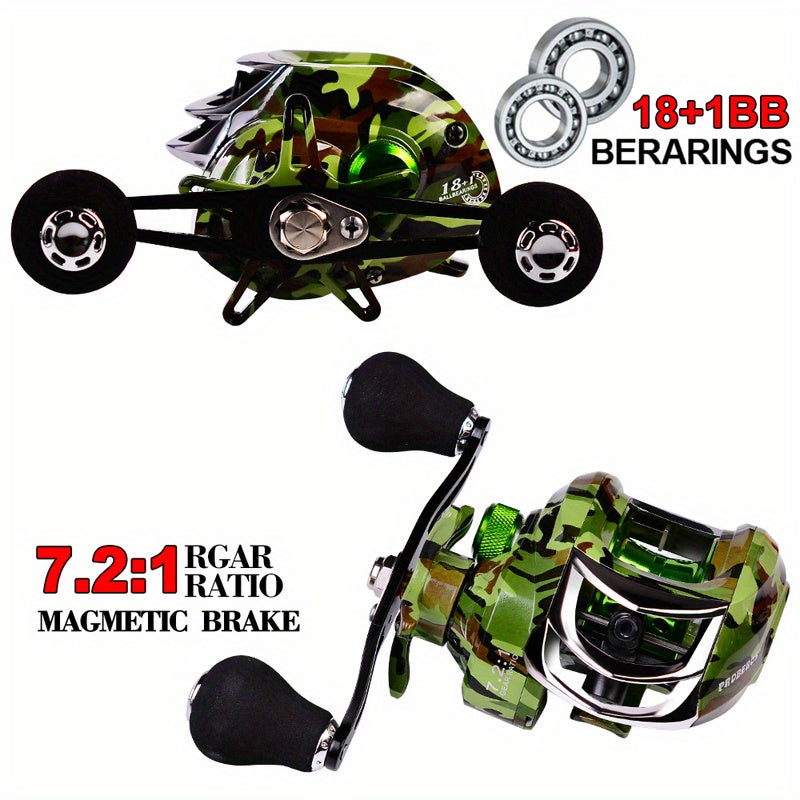 Fishing Reel w/ Magnetic Brake System & 7.2:1 Gear Ratio - Left & Right Hand