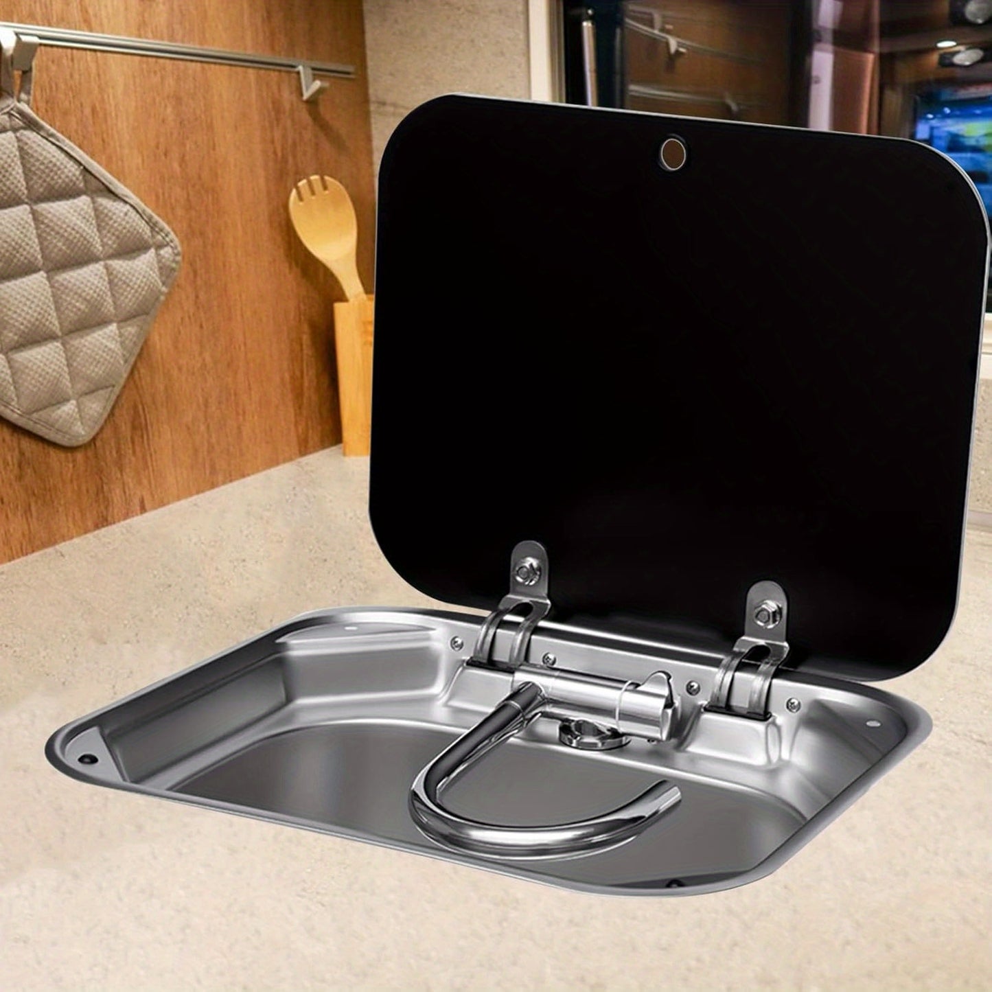 RV Sink Kitchen Sink with Foldable Faucet & Cover, Small Stainless Steel Sink Hand Wash Basin Sink