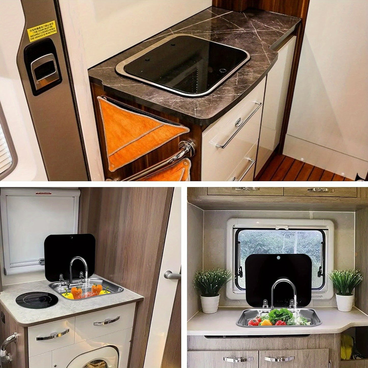 RV Sink Kitchen Sink with Foldable Faucet & Cover, Small Stainless Steel Sink Hand Wash Basin Sink