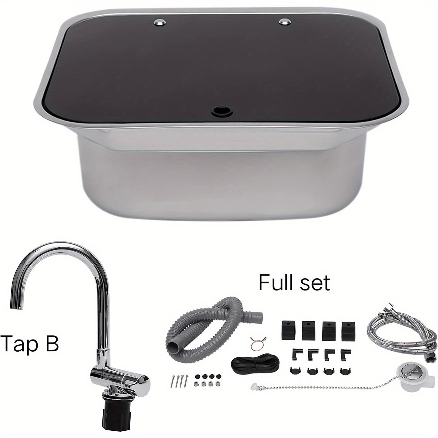 RV Sink Kitchen Sink with Foldable Faucet & Cover, Small Stainless Steel Sink Hand Wash Basin Sink