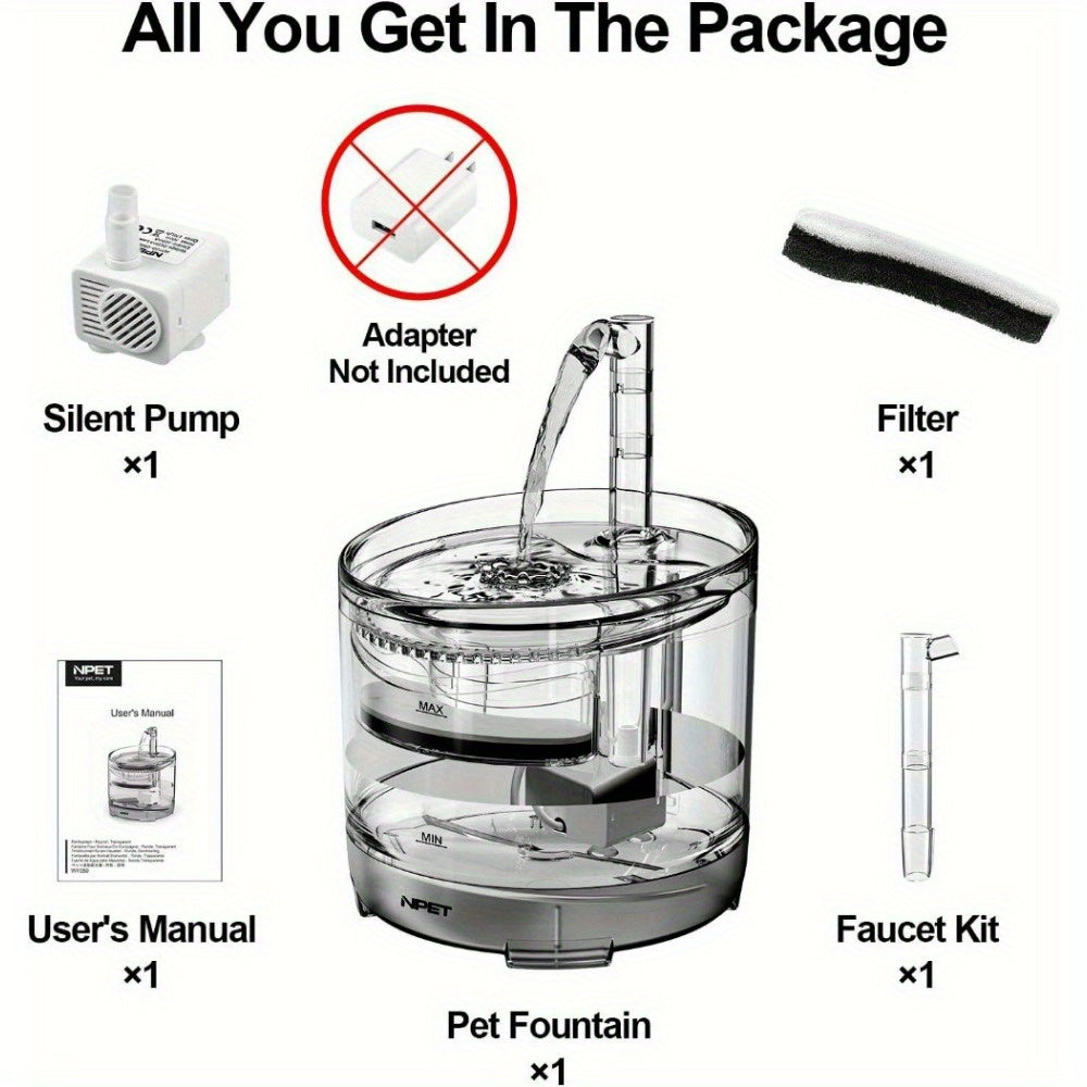 Cat And Dog Water Fountain1.5L Automatic Pet Drinking Fountain with Replacement Faucet Kit