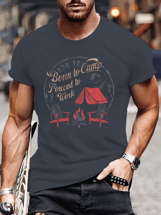 Big & Tall Men's Vintage Camping Graphic Tee - Casual Short Sleeve T-Shirt