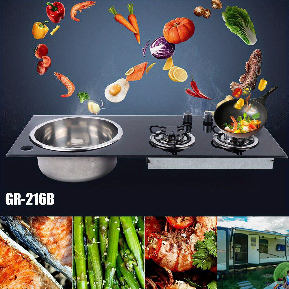 2 Burner Stove For RV.  Kitchen Stainless Steel Kitchen Sink