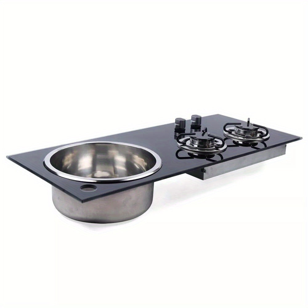 2 Burner Stove For RV.  Kitchen Stainless Steel Kitchen Sink