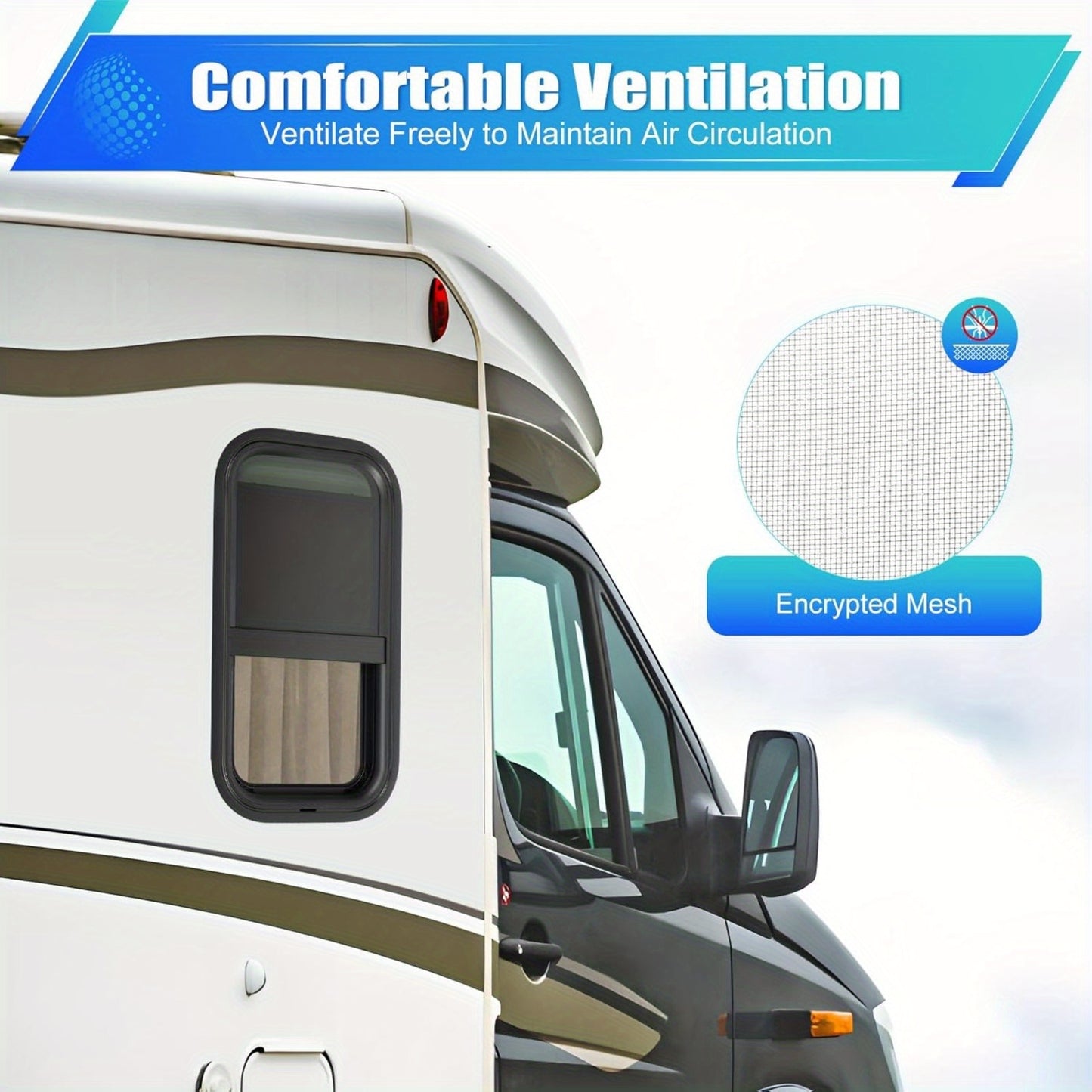 12"x22" Vertical RV Window, Push-Pull Tempered Glass with Screen - Watertight & Sun Protection, Easy Installation