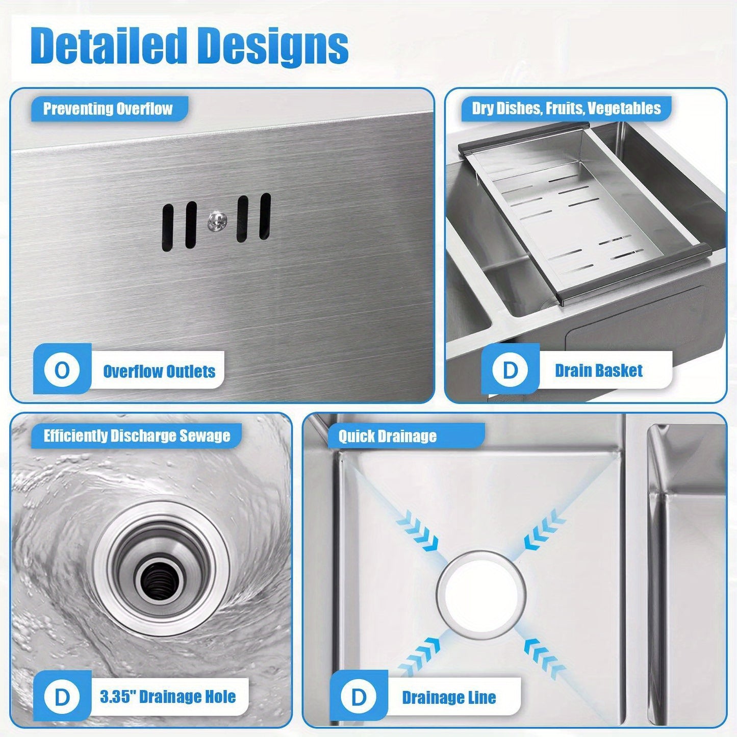 30" Drop In Kitchen Sink Top Mount Double Bowl Stainless Steel Kitchen Bar RV NEW