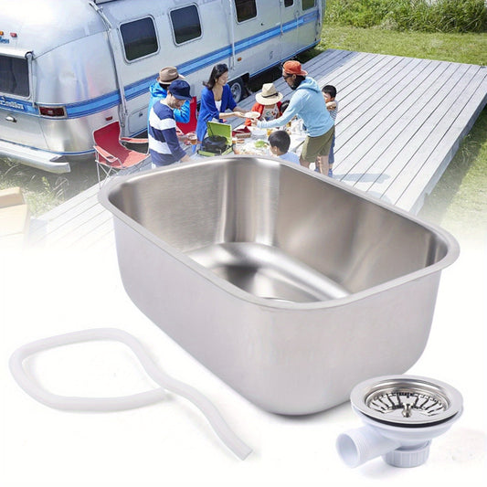 New Durable Small RV Sink, Stainless Steel, Kitchen Basin Sink With Water Pipe, Undermount RV Sink