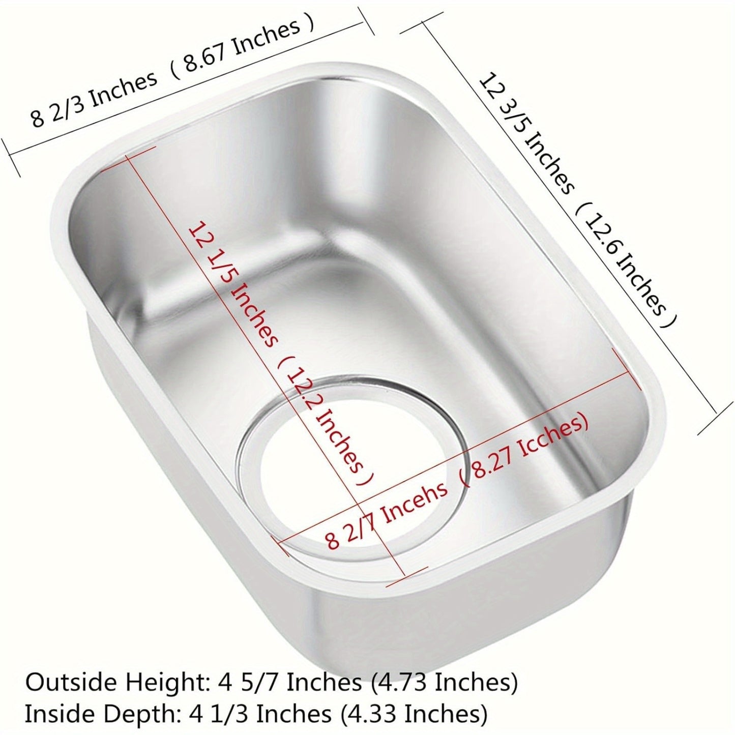New Durable Small RV Sink, Stainless Steel, Kitchen Basin Sink With Water Pipe, Undermount RV Sink