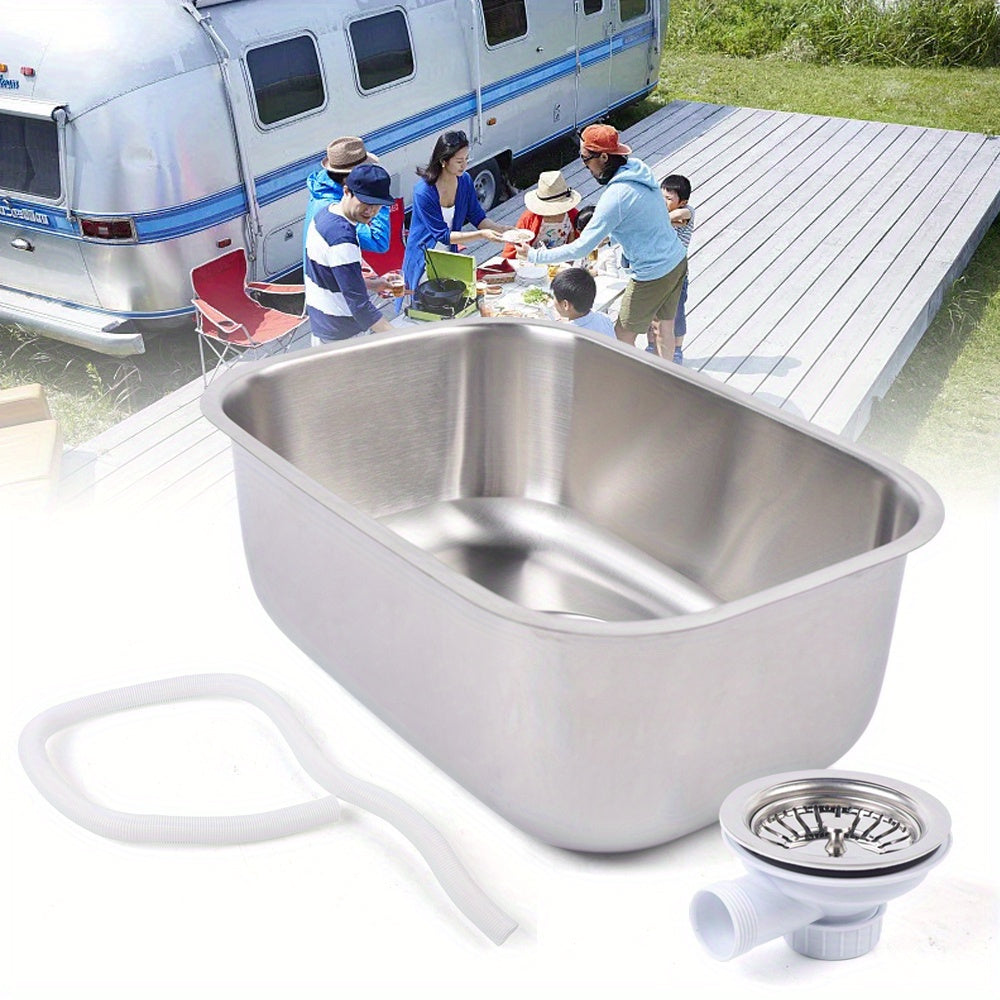 New Durable Small RV Sink, Stainless Steel, Kitchen Basin Sink With Water Pipe, Undermount RV Sink