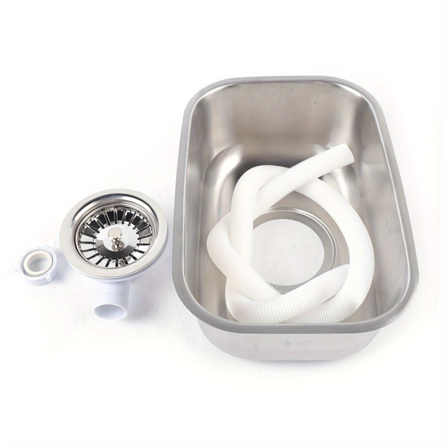 New Durable Small RV Sink, Stainless Steel, Kitchen Basin Sink With Water Pipe, Undermount RV Sink