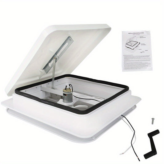 14" RV Trailer Roof Vent Complete 12V Fan w/ Tape White Lid