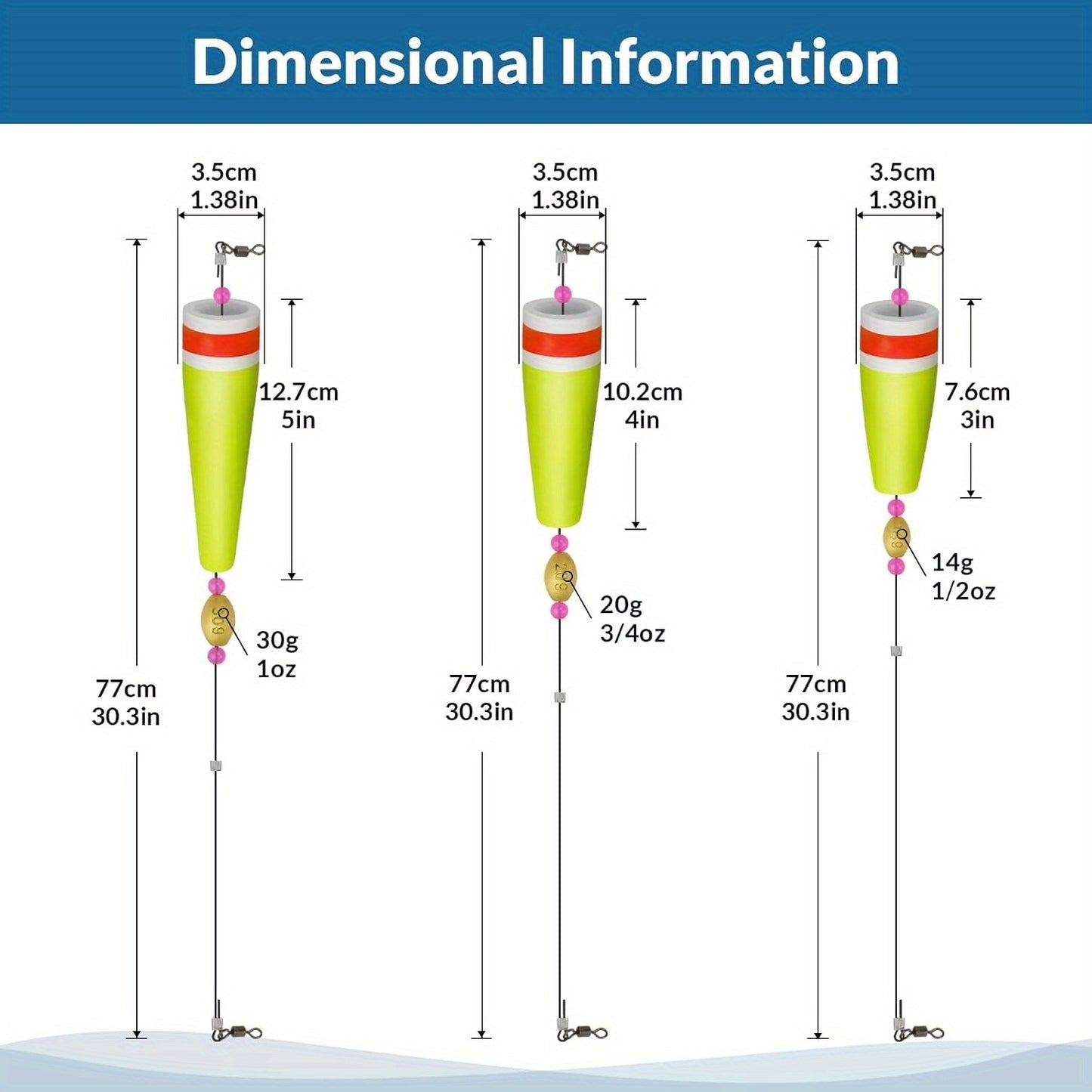 3 models/packs of fishing floats for fishing pine trout