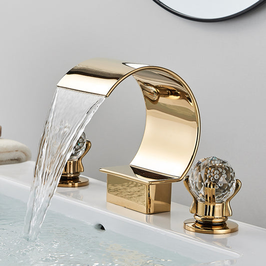 Crane Crystal Handle Waterfall Bathroom Faucet