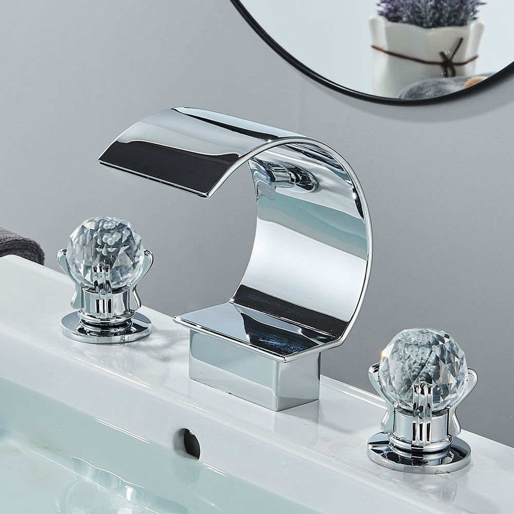 Crane Crystal Handle Waterfall Bathroom Faucet