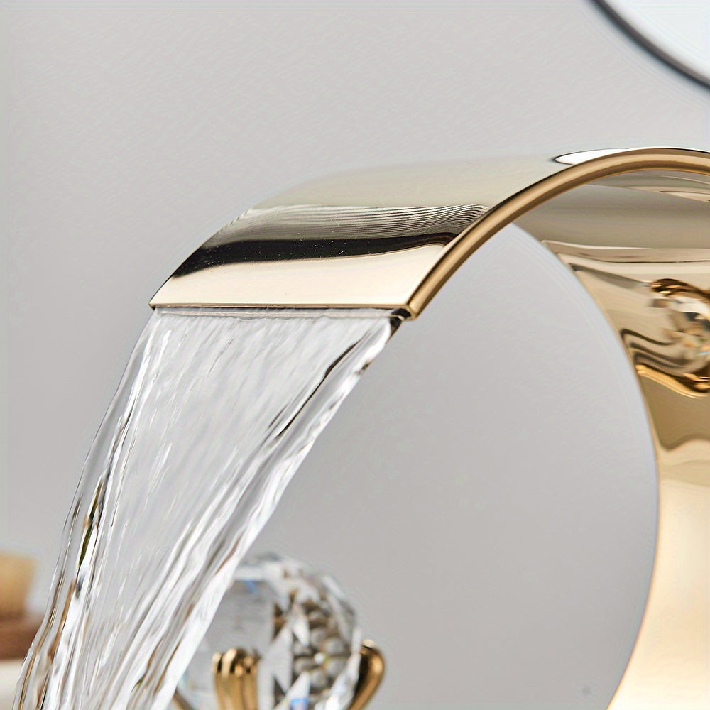 Crane Crystal Handle Waterfall Bathroom Faucet