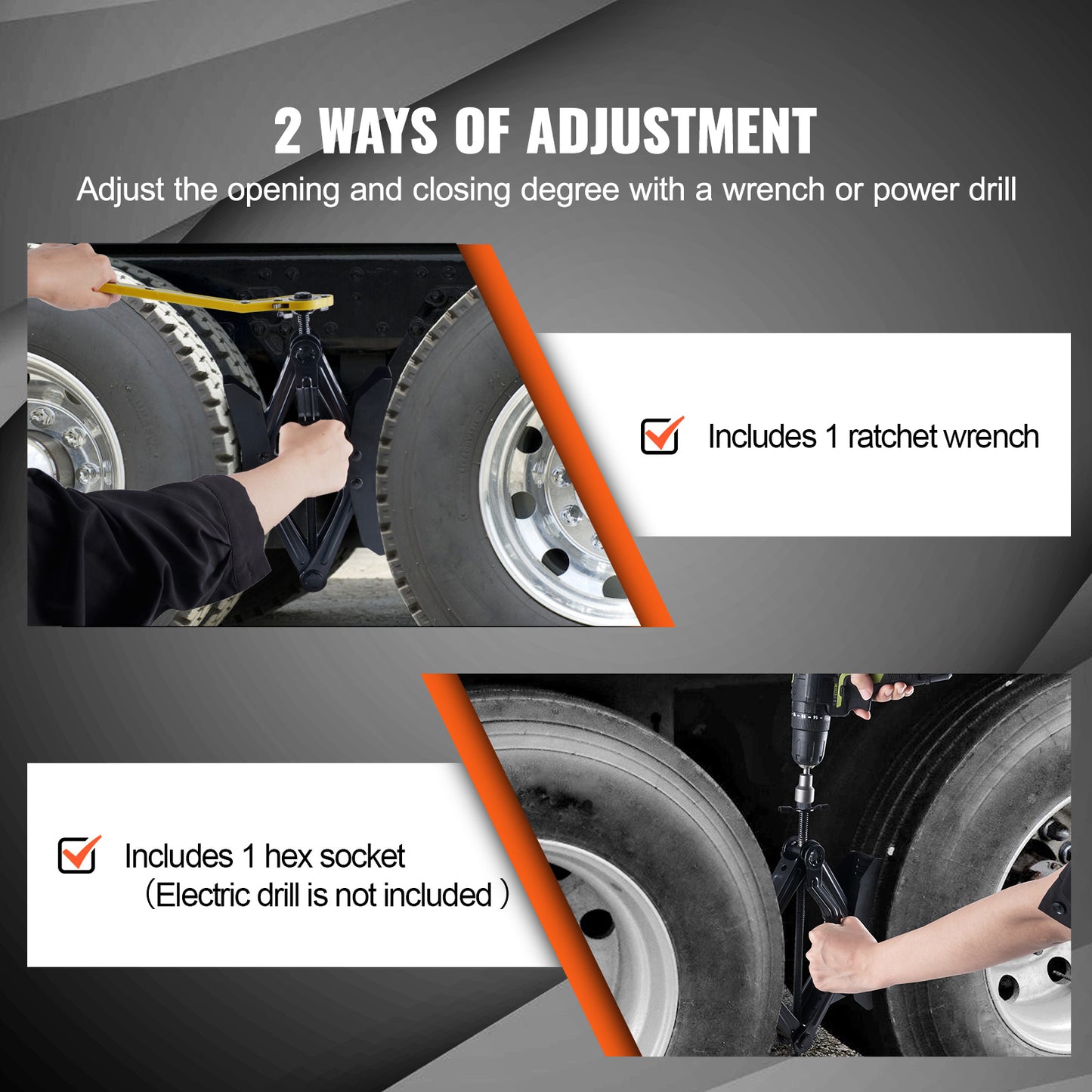 Heavy Duty H-shaped RV Tire Locking Chock, Built-in Wrench Fit For 3.5 To 12 Tire Space, 2 Sets Of Camper Wheel Chocks With Ratchet Wrench