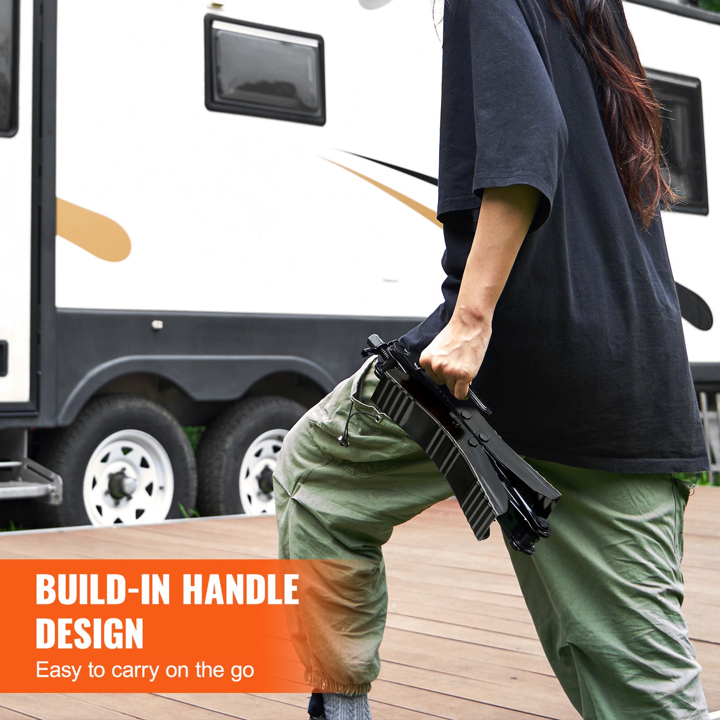 Heavy Duty H-shaped RV Tire Locking Chock, Built-in Wrench Fit For 3.5 To 12 Tire Space, 2 Sets Of Camper Wheel Chocks With Ratchet Wrench