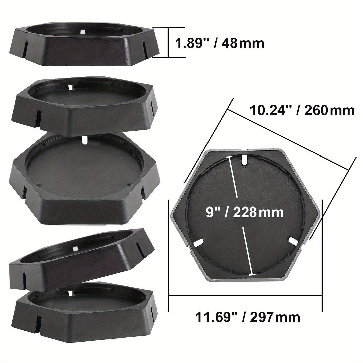 RV Stabilizing Pads, 9" Circular Base, Fixed Jack Supports, Durable Rubber Feet, 5000 lbs Load per Pad