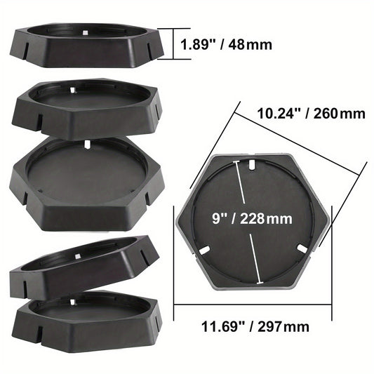 RV Stabilizing Pads, 9" Circular Base, Fixed Jack Supports, Durable Rubber Feet, 5000 lbs Load per Pad
