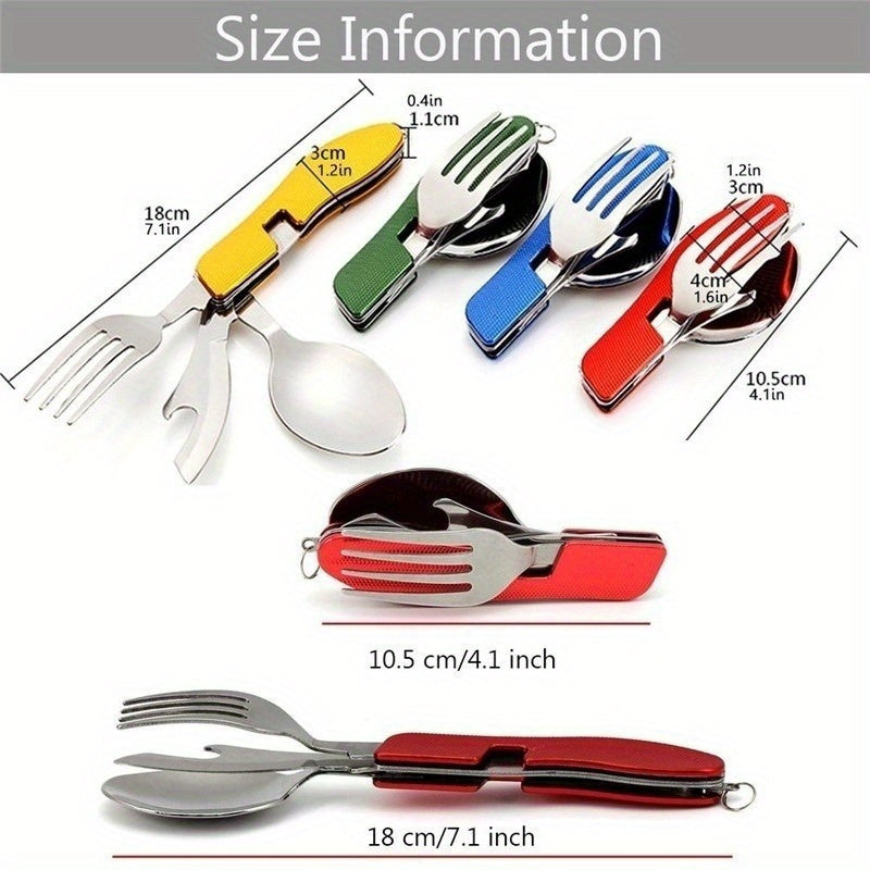 Multifunction 4 In 1 Outdoor Tableware (Fork/ Spoon/ Knife/ Bottle Opener)
