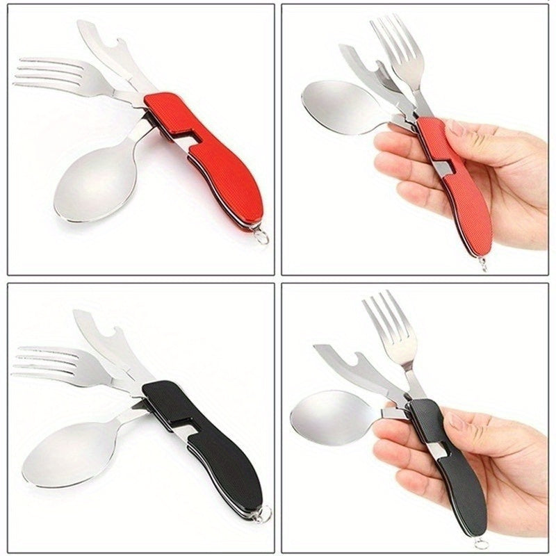 Multifunction 4 In 1 Outdoor Tableware (Fork/ Spoon/ Knife/ Bottle Opener)