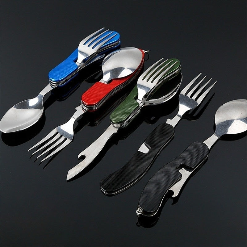 Multifunction 4 In 1 Outdoor Tableware (Fork/ Spoon/ Knife/ Bottle Opener)