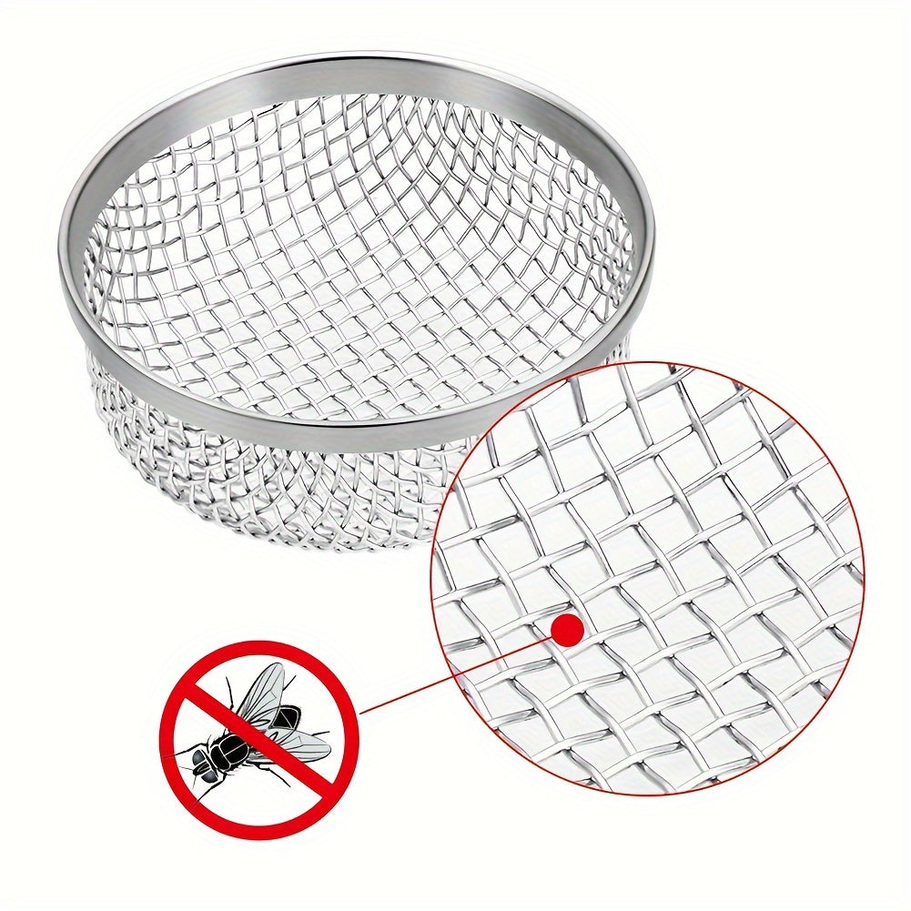 Stainless Steel RV Stove Vent Cover Set, 2pcs with Installation Tools, 2.8-Inch Round Anti-Insect Mesh Screen Accessorie