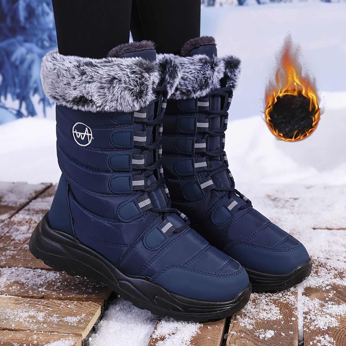 Waterproof High-Top 2024 Women's Winter Snow Boots - Plus Size, Thick Sole, Anti-Slip, Northeast Style