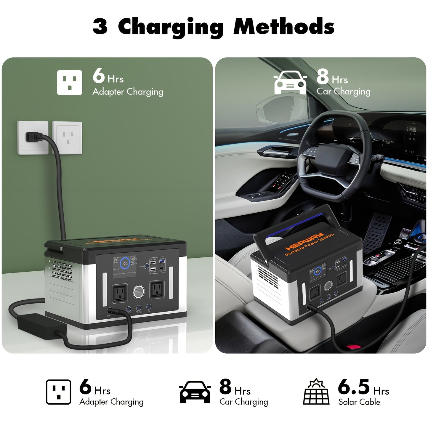700W 577WH Solar Generator Watt Portable Power Station LiFePO4 Battery, With 120V AC Socket