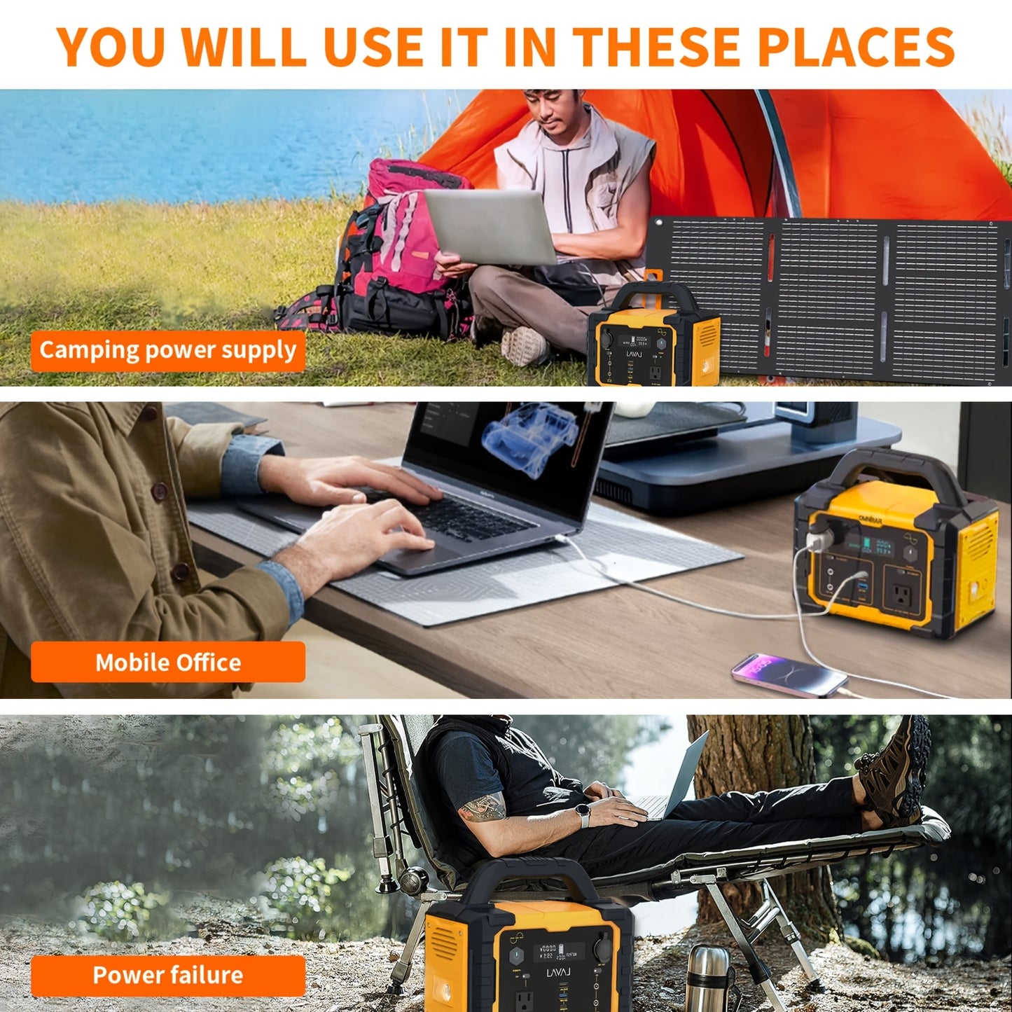 Portable Solar Generator 300W (peak 600W)/294WH With 100W Foldable Solar Panel Plug Charger