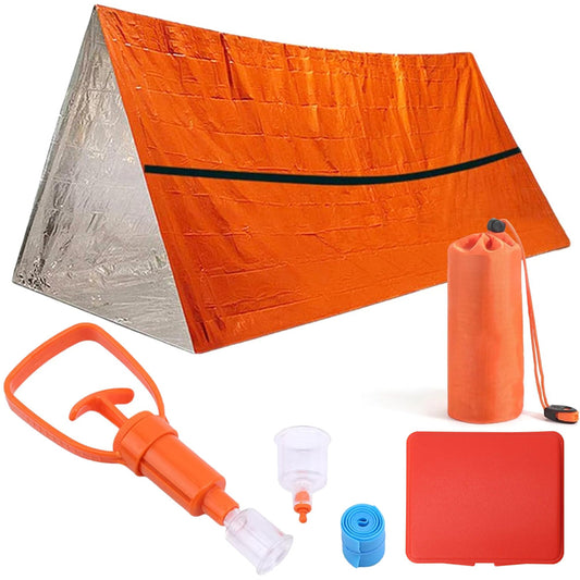 Emergency Kit, 2-Person Emergency Survival Tent Shelter, with Snake Bite Kit