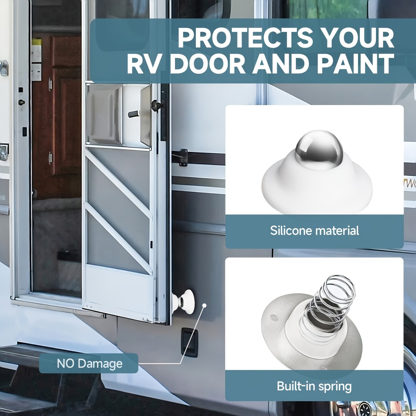 RV Door Holder Magnetic Door Catch- RV Door Stopper For Motorhome, Travel Trailers, Camper (White)