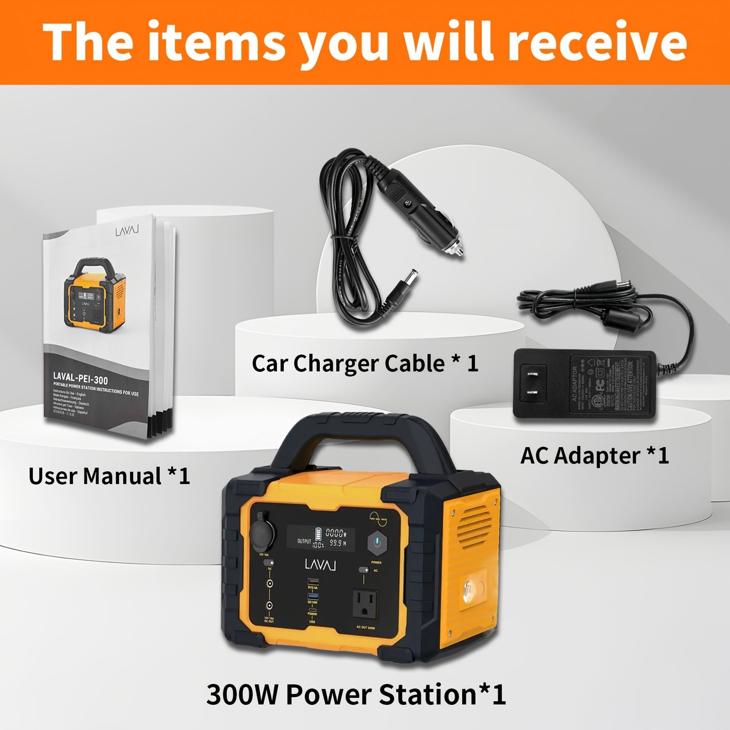 Portable Solar Generator 300W (peak 600W)/294WH With 100W Foldable Solar Panel Plug Charger