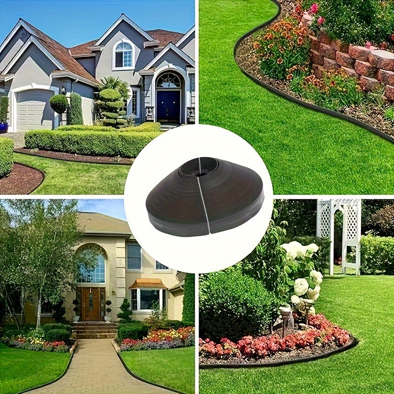 40m/1574.8inch Landscape Edging Kit PE Garden Border With Spikes For Lawn Flower Bed Grass Yard Landscape Edging: Easy To Cut, Flexible To Bend, Simplifies Garden Landscaping; Premium PE For Waterproof, Heat-Resistant & Durab