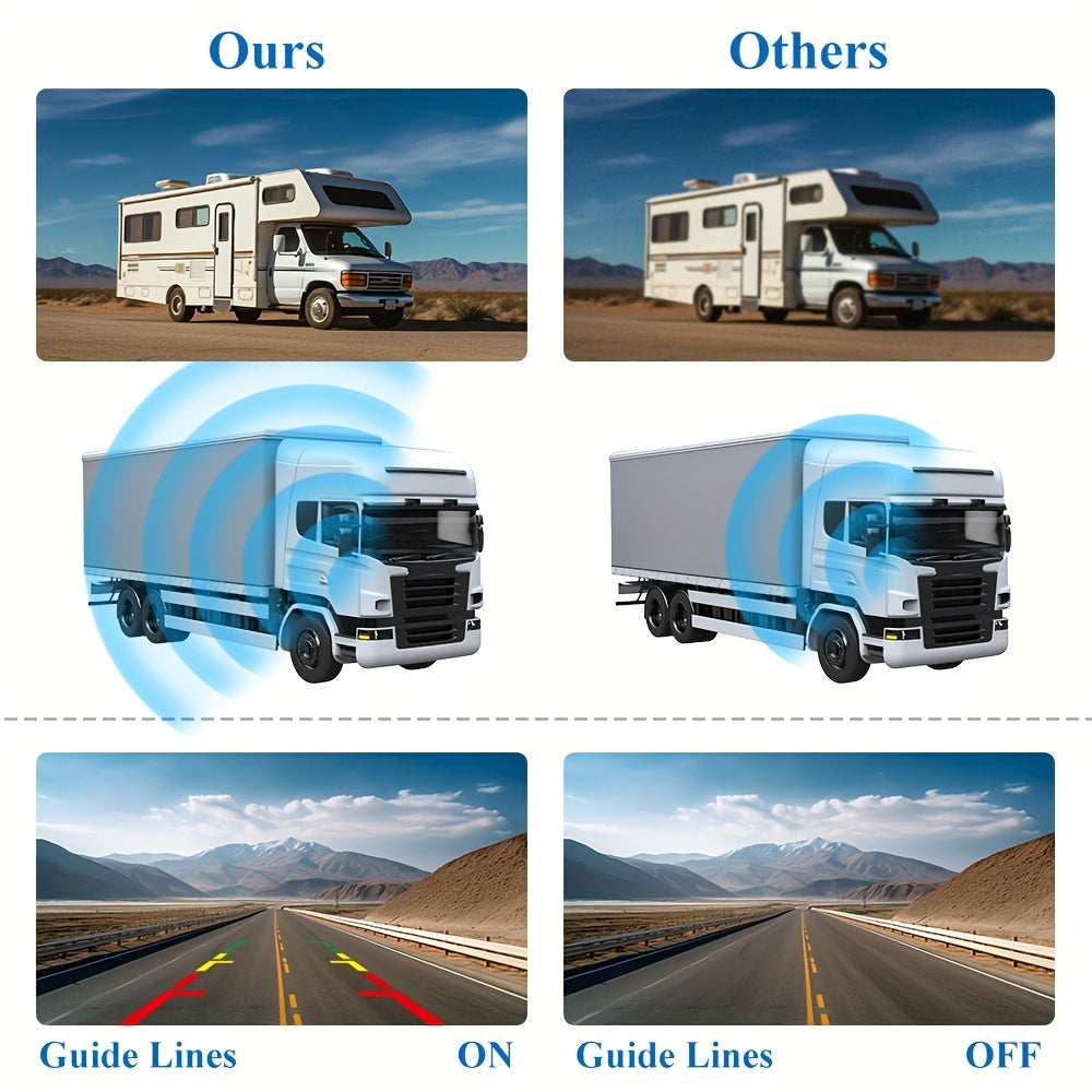 7" Wireless 12v 24v Backup Rear View Camera System, With Night Vision