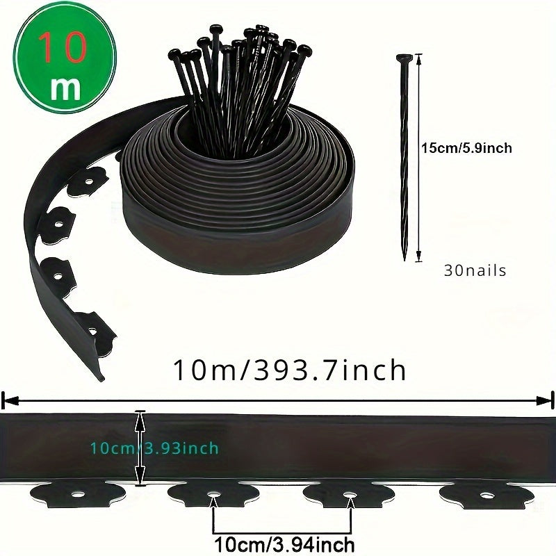 10m Long*10cm High L-shaped Green Grass Isolation Strip Garden Lawn Green Strip Isolation Plate Separation Strip Landscaping Isolation Bar