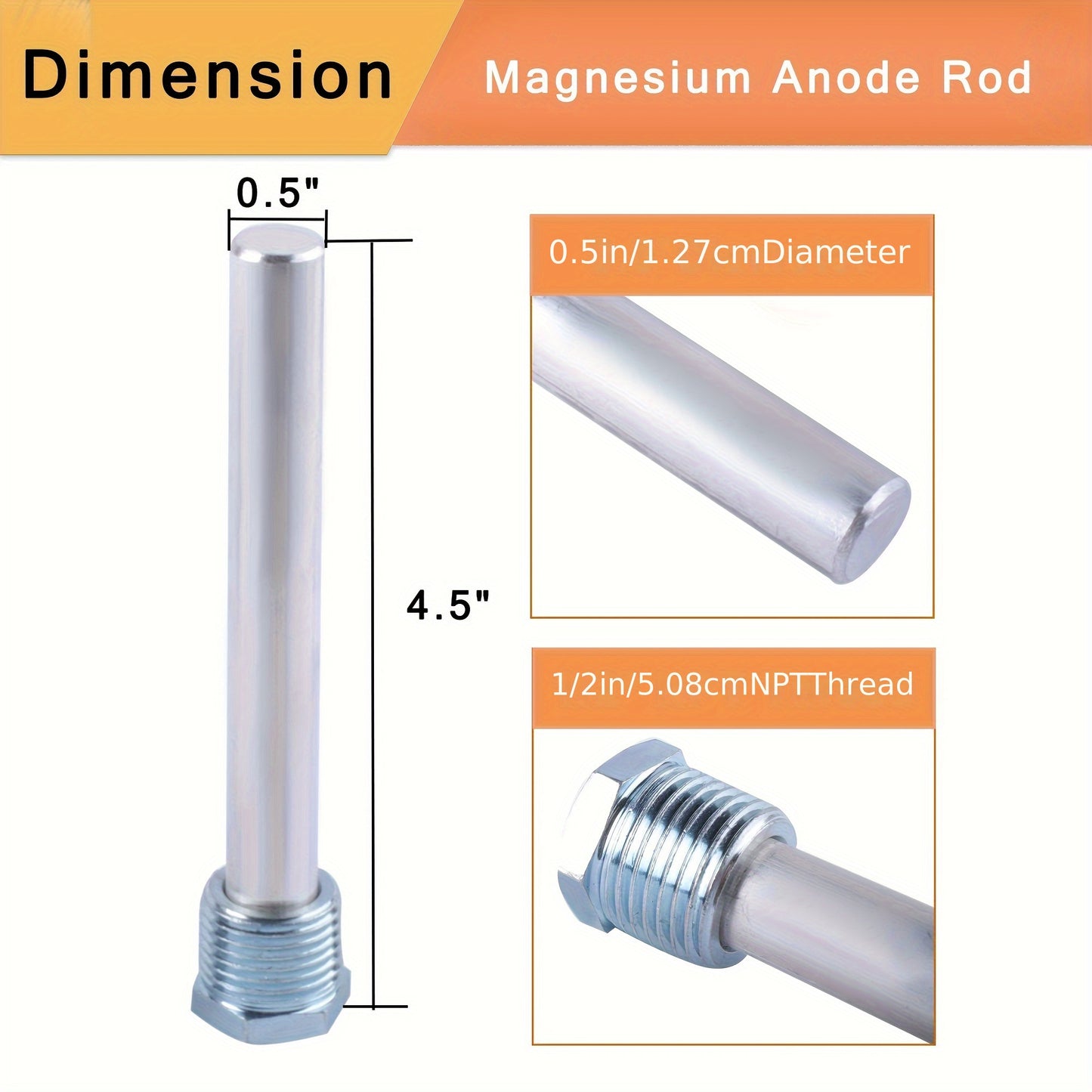 RV Water Heater Magnesium Anode Rod - Compatible with Atwood Heaters - 1/2" NPT