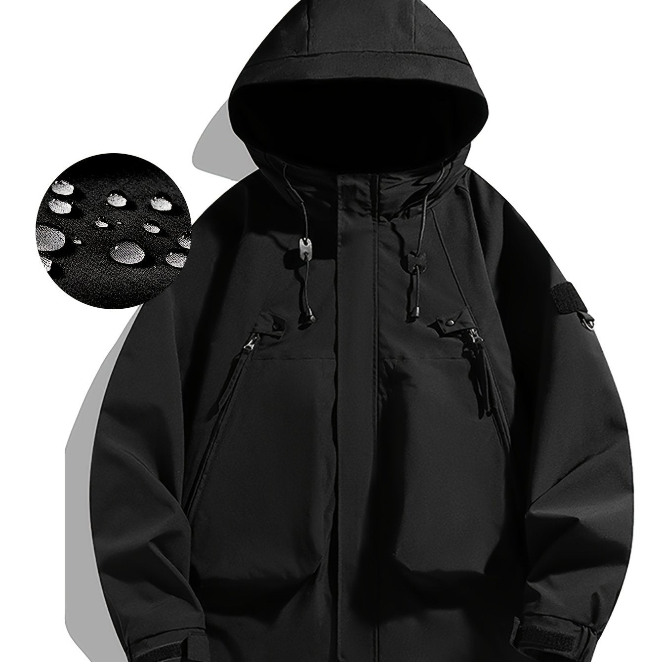 Women's Water Resistant & Windproof Hooded Jacket, Zipper Pocket Loose Top