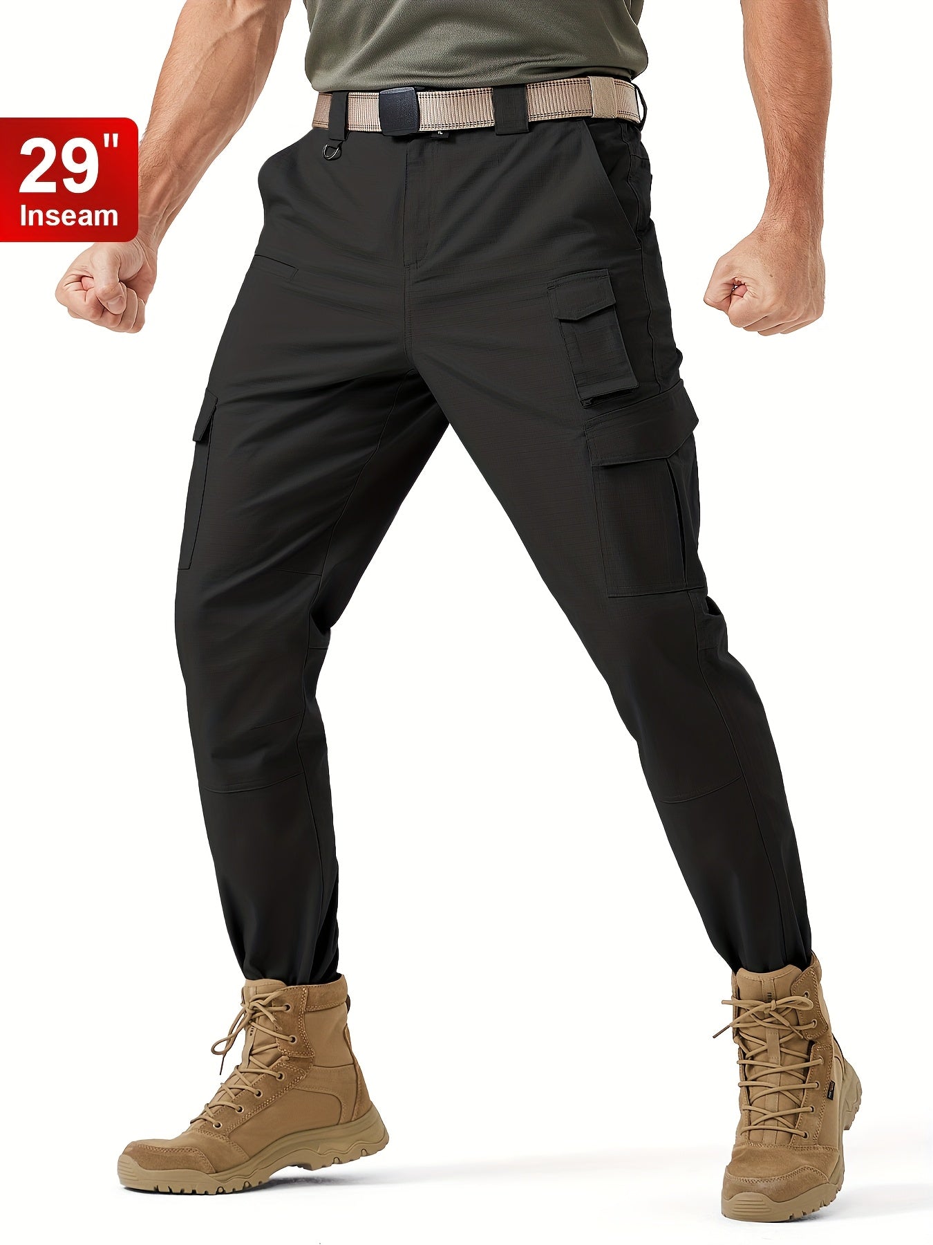 Plus Size Men's Tactical Hiking Pants With Carabiner Water Resistant Ripstop