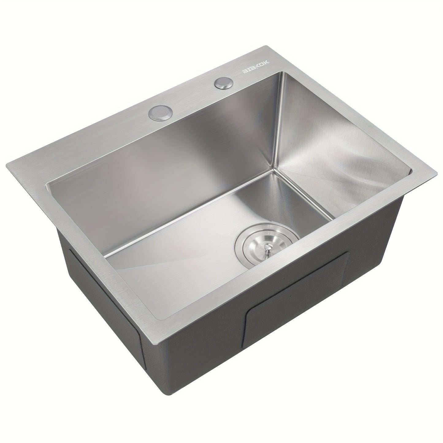 Elegant Single-Bowl Kitchen Sink - Sleek Brushed Finish, Drop-in Design for Easy Installation