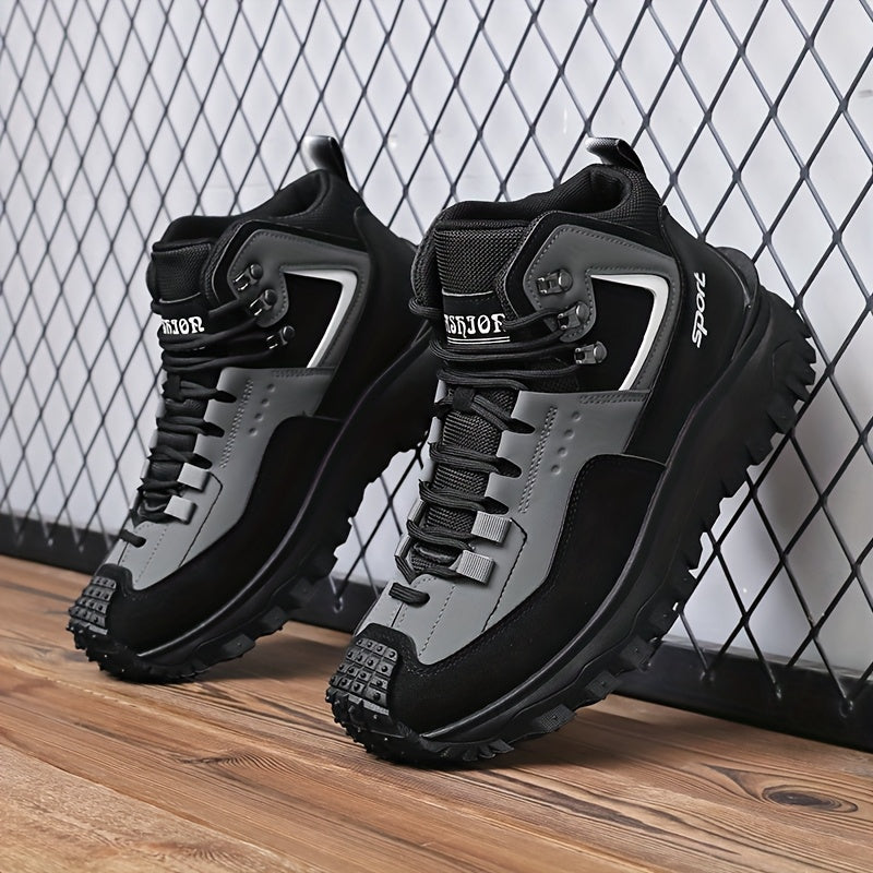 Men's Tactical Hiking Boots - High-Top, Breathable Mesh & PU Upper, Non-Slip PVC Sole with Rugged Grip