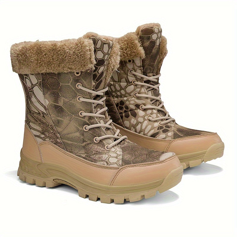 Women's Winter Tactical Hiking Boots - Warm Fur-Lined, Non-Slip High-Top Snow Boots