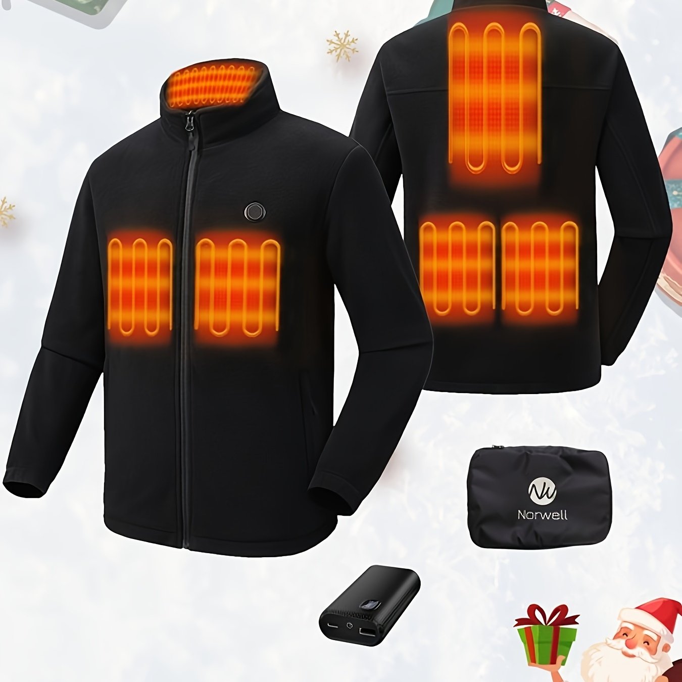 Men's Warm Heated Sport Coat Fleece Jacket, Battery Pack 7.4V Fast Heating,  (with Batteries)