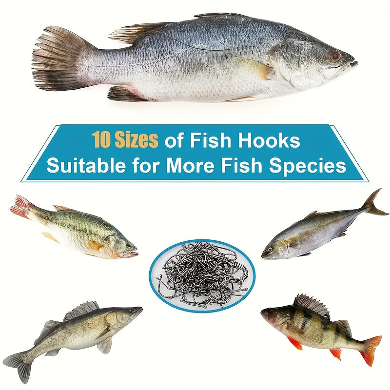 100 One Fishhook, Strong Sharp Fishhook Carbon Steel Barbed Fishhook Barbed Fishhook Size 3 4 5 6 7 8 9 10 11 12