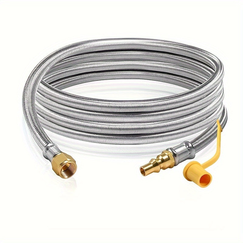 6ft Stainless Steel Braided Propane Hose with Quick Connect & Safety Shut-Off Valve