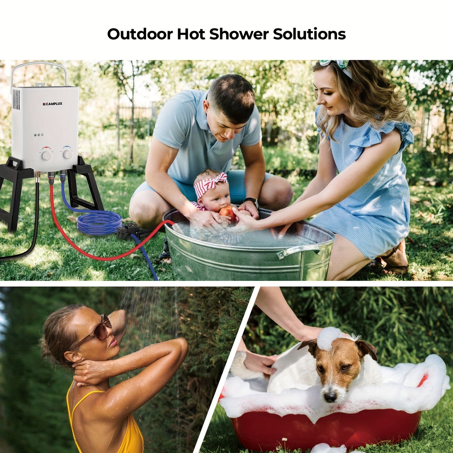 Portable Tankless Water Heater 1.32 GPM Outdoor Camping Propane Gas Water Heater Pump W/Free-standing Stand And Carry Bag, Without Battery
