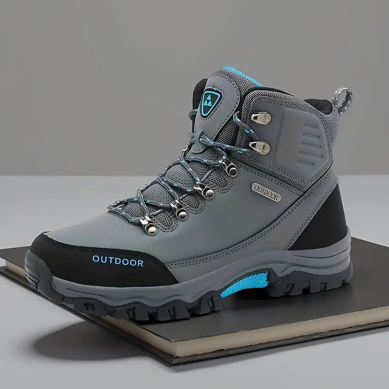 Men's All-Season High-Top Hiking Shoes/Flats - Heavy-Duty & Rubber Boots-like Design, Lace-Up Outdoor Trekking Sneakers for Camping, Mountain Climbing, Trail Shoes For Men, Mountain Shoes For Men, Hill Shoes For Men, Heavy Du