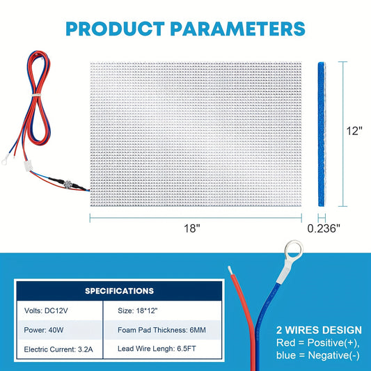 12"x18" 12V/13.5V RV Water Tank Heating Pad, Use With Up To 50 Gallons Fresh Water, 2 Pack RV Holding Tank Heater Pad With Thermostat,  Without Battery